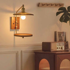 Amber Glass Wall Lamp with Shelf