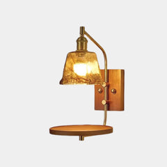 Amber Glass Wall Lamp with Shelf
