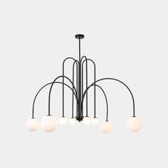 Chandelier Modern Arch Milk Glass Globe Sphere, 3 Colors