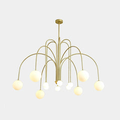 Chandelier Modern Arch Milk Glass Globe Sphere, 3 Colors