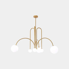 Chandelier Modern Arch Milk Glass Globe Sphere, 3 Colors