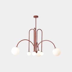 Chandelier Modern Arch Milk Glass Globe Sphere, 3 Colors