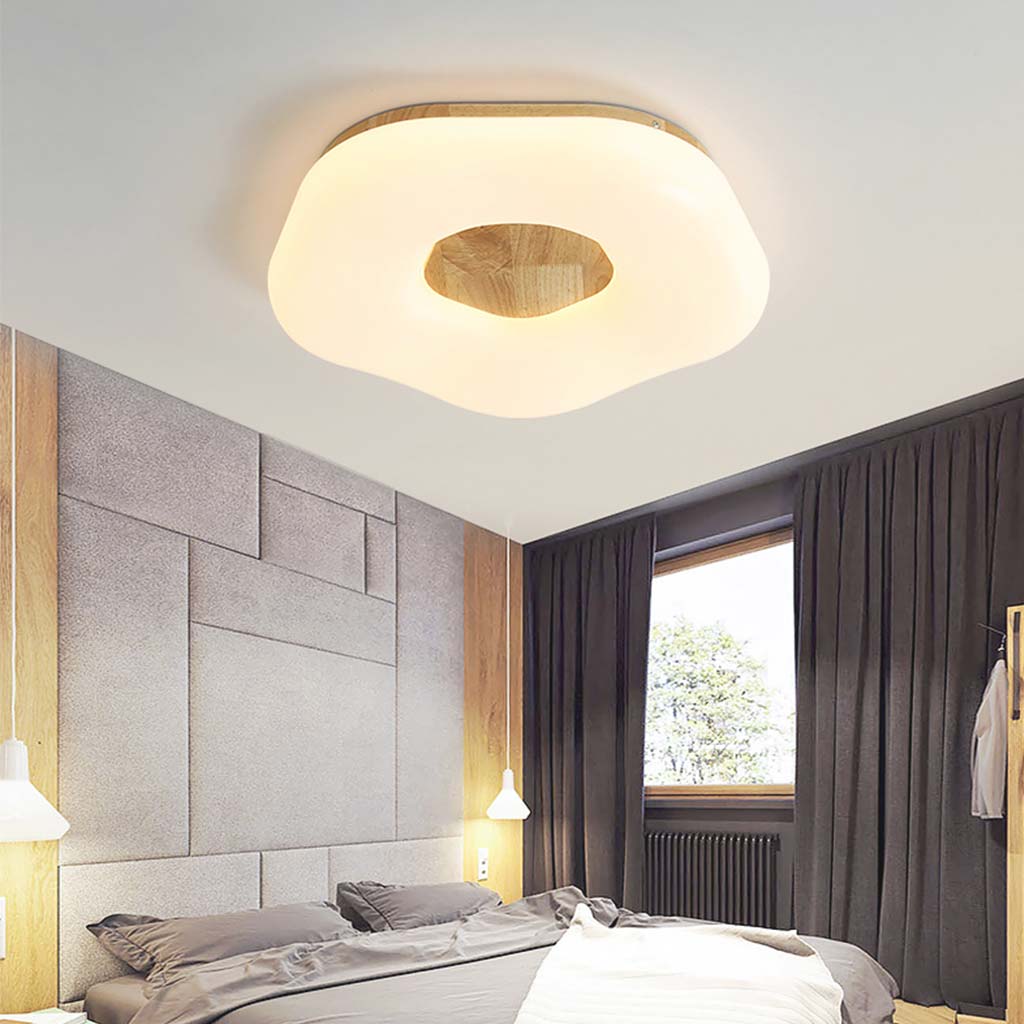 Artistic Flower White Wood Flush Mount Ceiling Light Bed