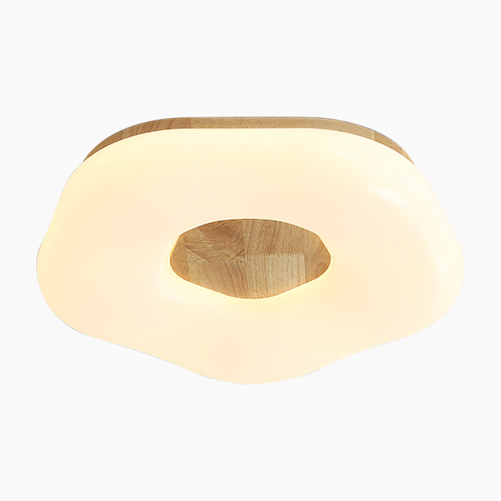 Artistic Flower White Wood Flush Mount Ceiling Light Main