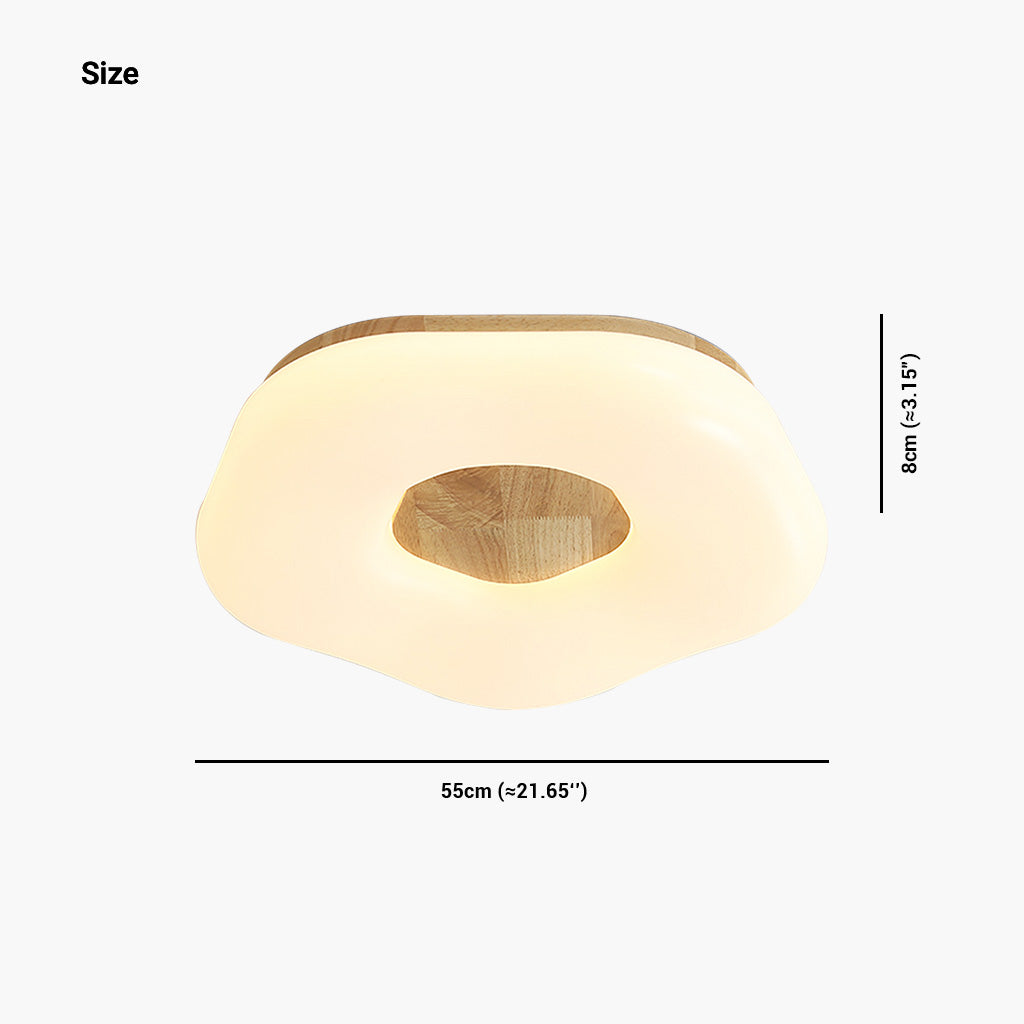 Artistic Flower White Wood Flush Mount Ceiling Light Size