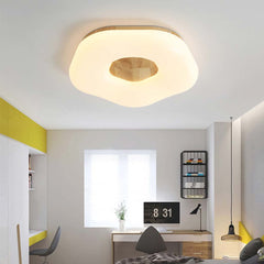Artistic Flower White Wood Flush Mount Ceiling Light Study Room