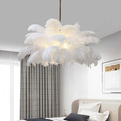 Artistic Feather Chandelier Ceiling Light in Bedroom