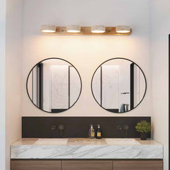 Lámpara de pared para tocador de baño, giratoria, madera, travertino, LED