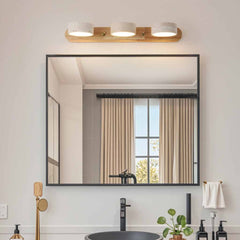 Lámpara de pared para tocador de baño, giratoria, madera, travertino, LED