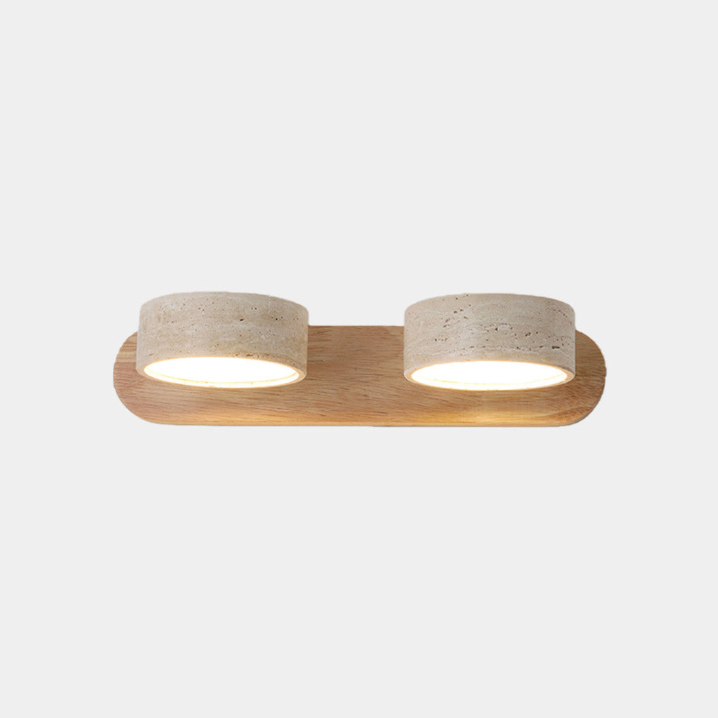 Lámpara de pared para tocador de baño, giratoria, madera, travertino, LED
