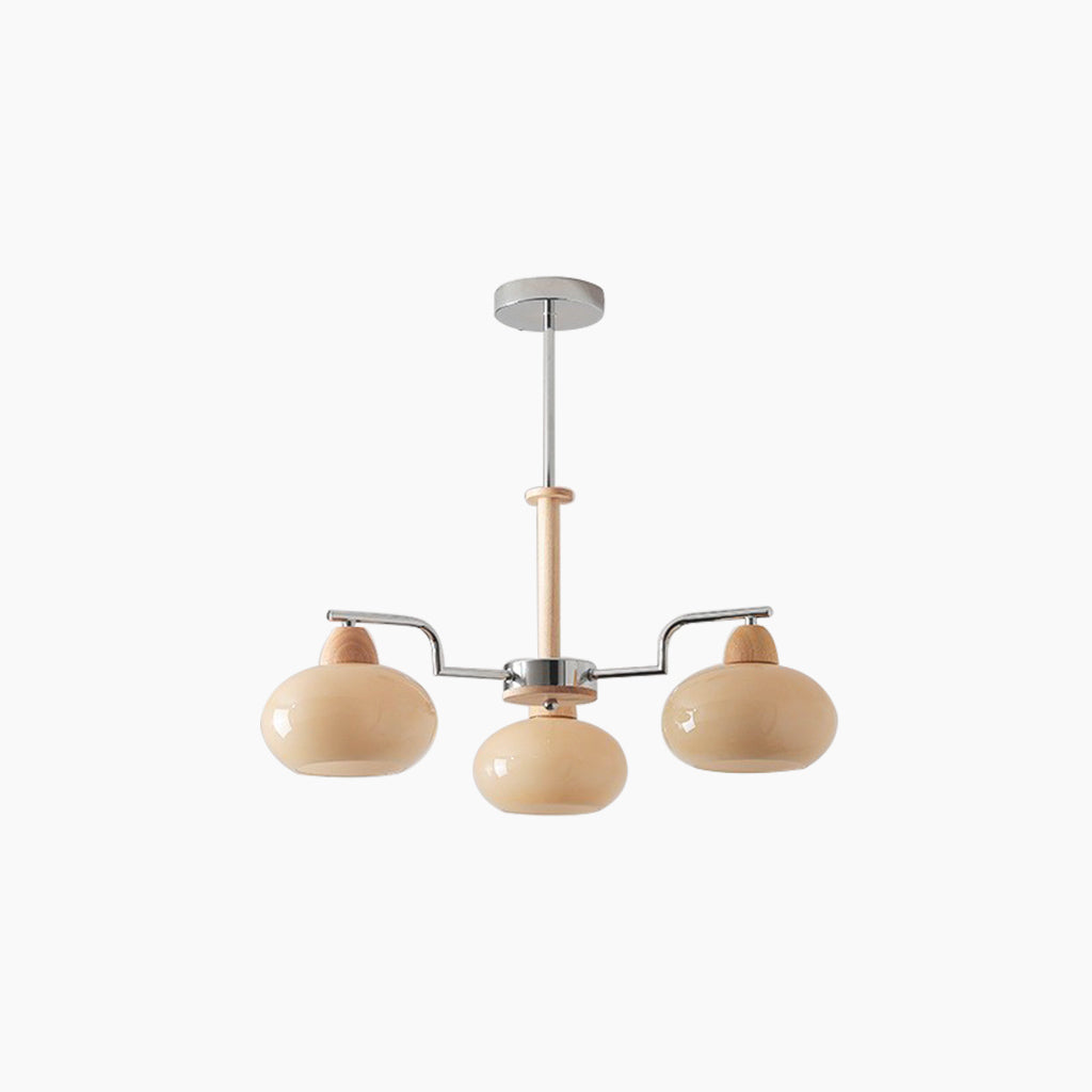 Bauhaus French Wood Chandelier 3 Cream