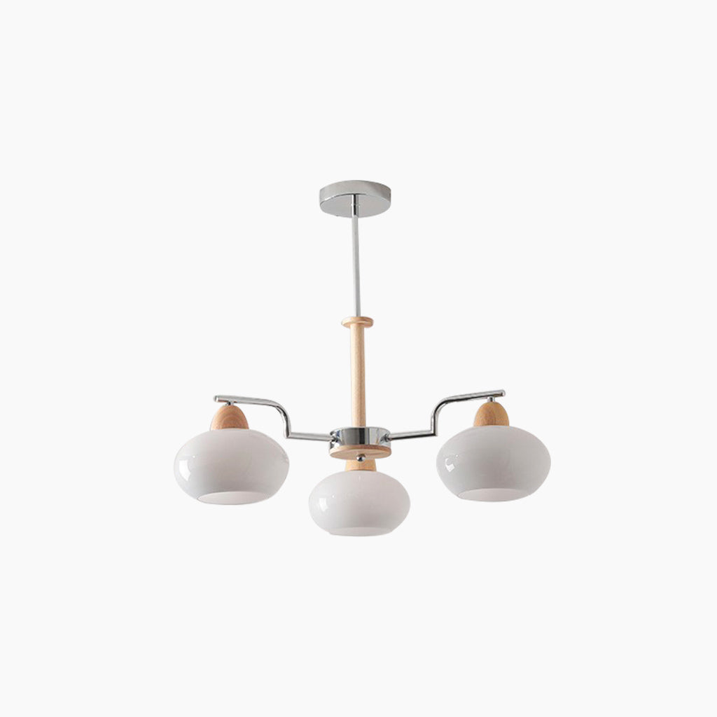 Bauhaus French Wood Chandelier 3 White