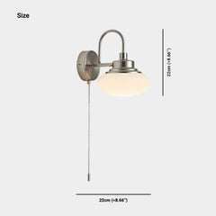 Bauhaus LED Dome Wall Lamp with Pull Chain, Chrome & White