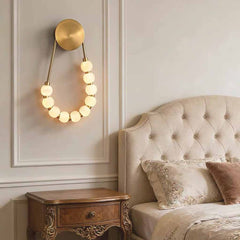 Applique murale en perles de perles, collier en marbre, LED