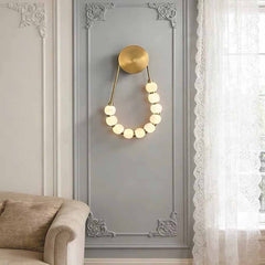 Applique murale en perles de perles, collier en marbre, LED
