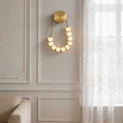 Applique murale en perles de perles, collier en marbre, LED