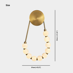 Applique murale en perles de perles, collier en marbre, LED