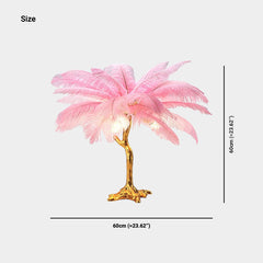 Bedside Table Lamp Decorative Tree Ostrich Feather, 3 Colors