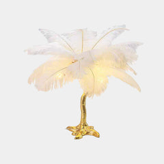 Bedside Table Lamp Decorative Tree Ostrich Feather, 3 Colors