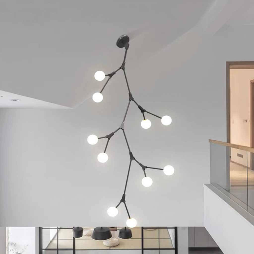 Branch Chandelier Glass Globe for High Ceiling Entryway
