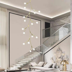 Branch Chandelier Glass Globe for High Ceiling Gold Staircase