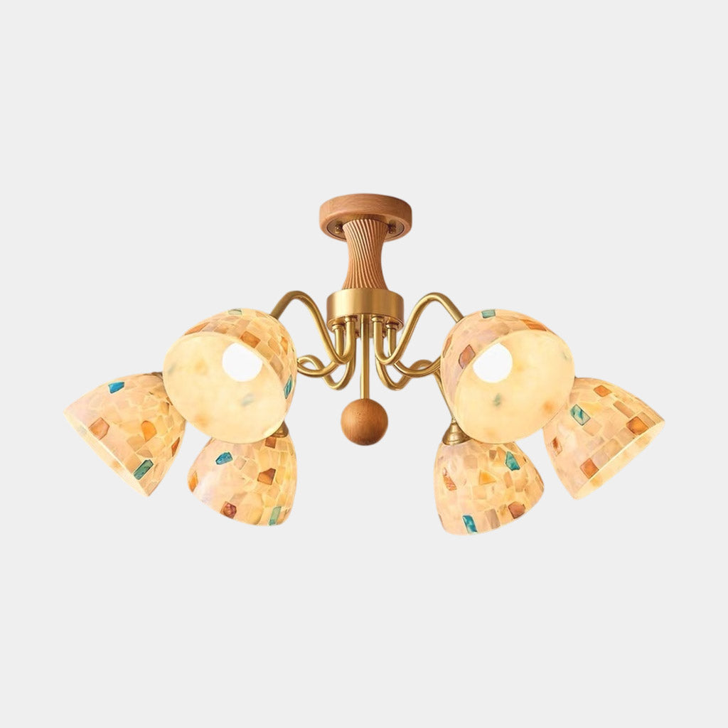Brass Arm Seashell Chandelier, 6 Lights / 8 Lights
