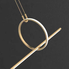 Brass Linear Pendant Light Minimalist Ring LED