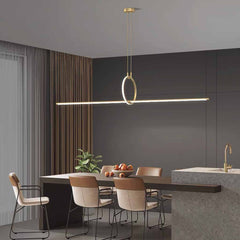 Brass Linear Pendant Light Minimalist Ring LED