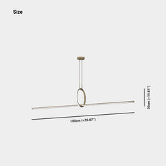 Brass Linear Pendant Light Minimalist Ring LED
