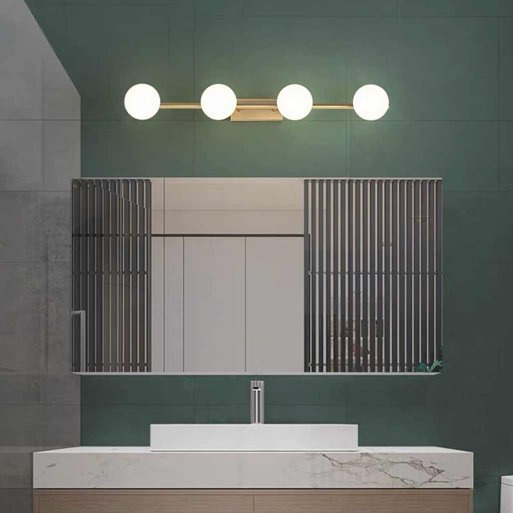 Brass Wall Vanity Mirror Light with Globes 3 Bathroom