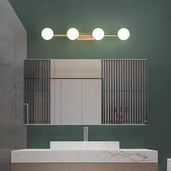 Brass Wall Vanity Mirror Light with Globes 3 Bathroom