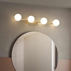 Brass Wall Vanity Mirror Light with Globes Room