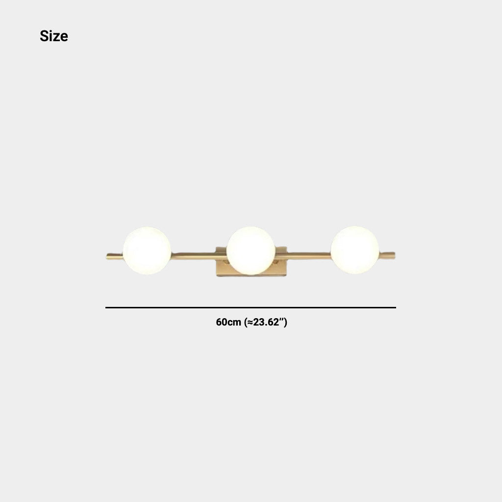 Brass Wall Vanity Mirror Light with Globes Size
