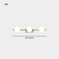 Brass Wall Vanity Mirror Light with Globes Size