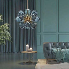 Bubble Glass Ball Chandelier Blue Living Room
