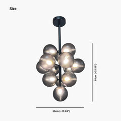 Bubble Grape Chandelier Size