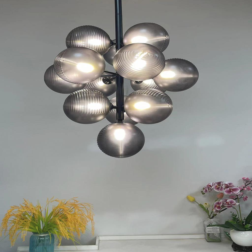 Bubble Grape Chandelier Smoke Grey Room