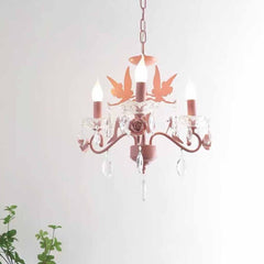 Candelabro de Vela con Gota de Cristal Princesa para Habitación de Niñas, Rosa