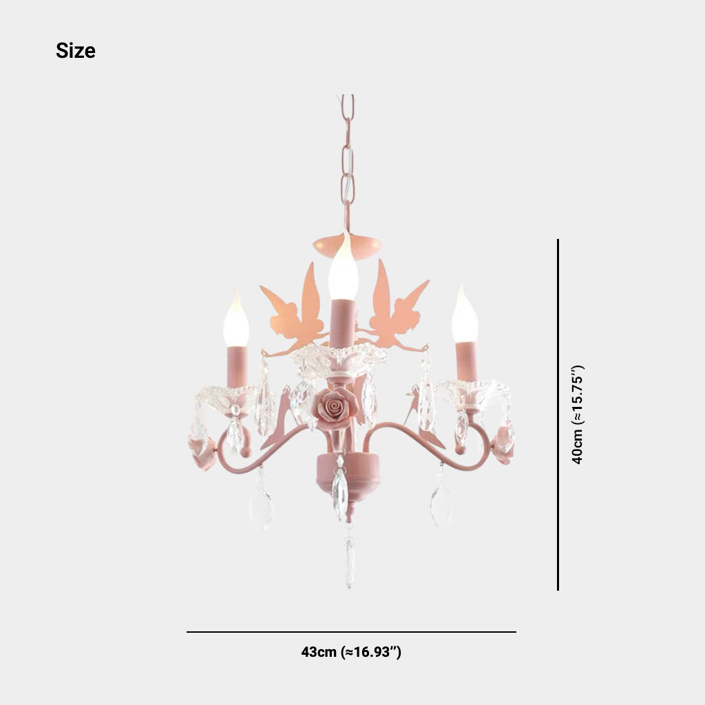 Pink Princess Crystal Drop Chandelier for Girls Room | VAXLAMP