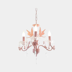 Candelabro de Vela con Gota de Cristal Princesa para Habitación de Niñas, Rosa