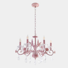 Candelabro de Vela con Gota de Cristal Princesa para Habitación de Niñas, Rosa