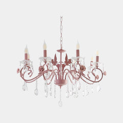 Candelabro de Vela con Gota de Cristal Princesa para Habitación de Niñas, Rosa