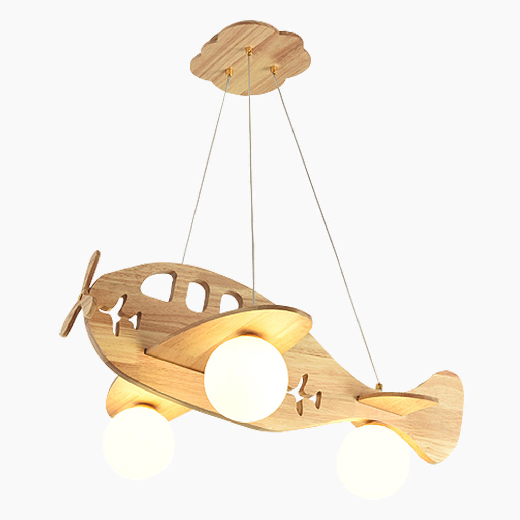 Ceiling Light Airplane Chandelier Cartoon Wood for Children's Room