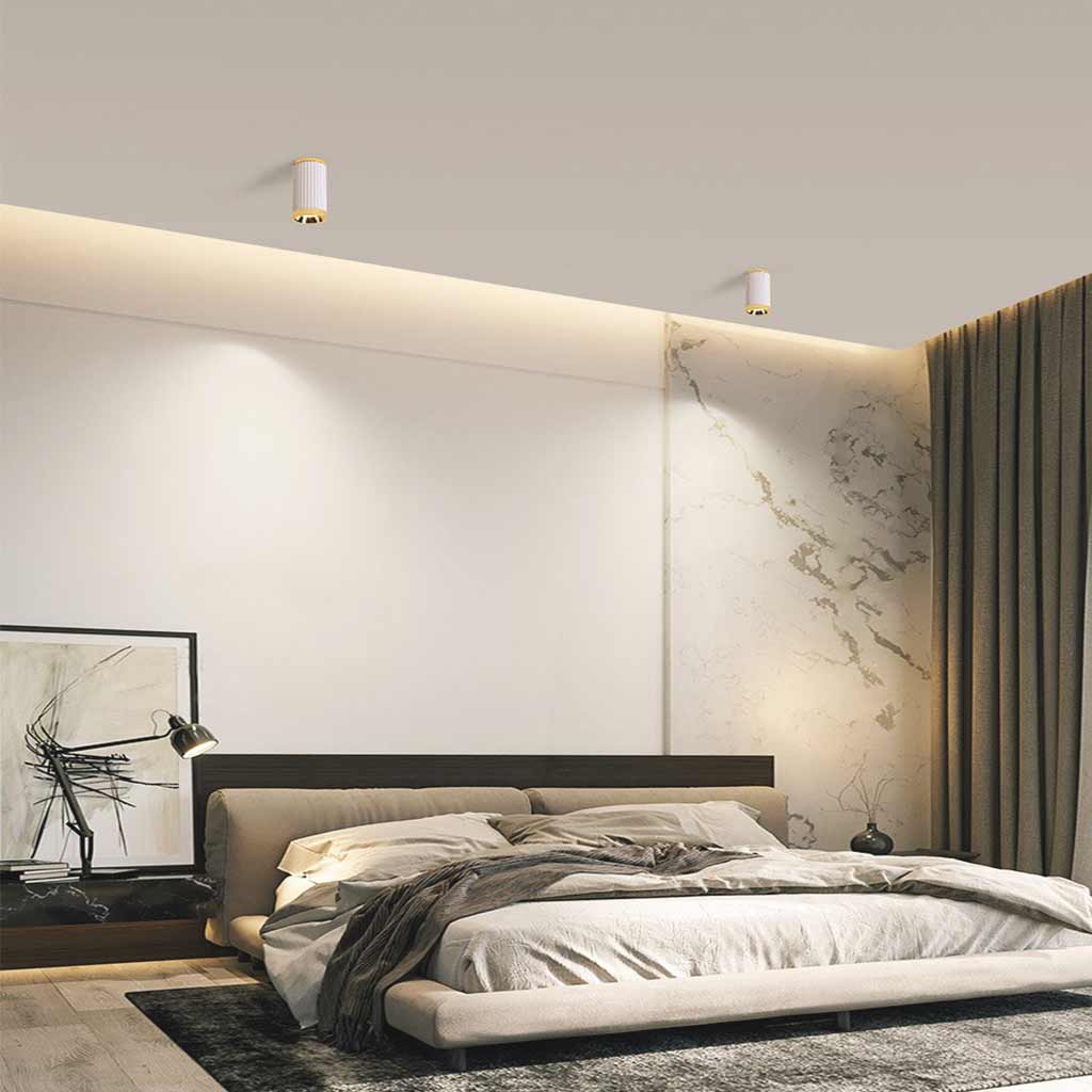 Fuzhong Ceiling Downlight Spotlight Simple Small White Cylinder LED Dia4.7cm H11cm Dia1.85 H4.33 5W White Gold