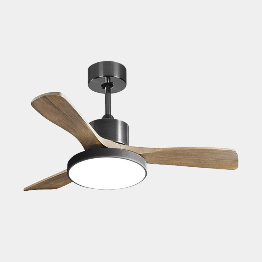 Ceiling Fan Light Modern DC Inverter 3 Wood Blades Semi-Flush Mount