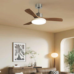 Deckenventilator Licht Modern DC-Wechselrichter 3 Holzflügel Halbbündige Montage