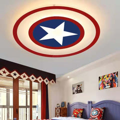 Ceiling Light Kids Bedroom Captain America Shield with Star, Iron & Acrylic