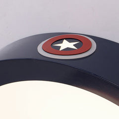 Plafoniera per bambini, scudo di Capitan America con stella, ferro e acrilico