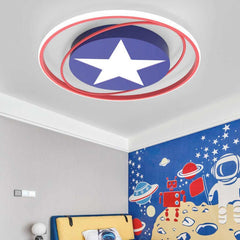 Ceiling Light Kids Bedroom Captain America Shield with Star, Iron & Acrylic