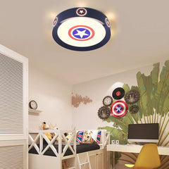 Plafoniera per bambini, scudo di Capitan America con stella, ferro e acrilico
